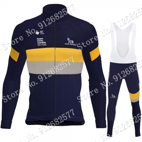 2022 Novo Nordisk Pro Team Abbigliamento Ciclismo Maglia Ciclismo Manica Lunga e Salopette Lunga ZVlGL