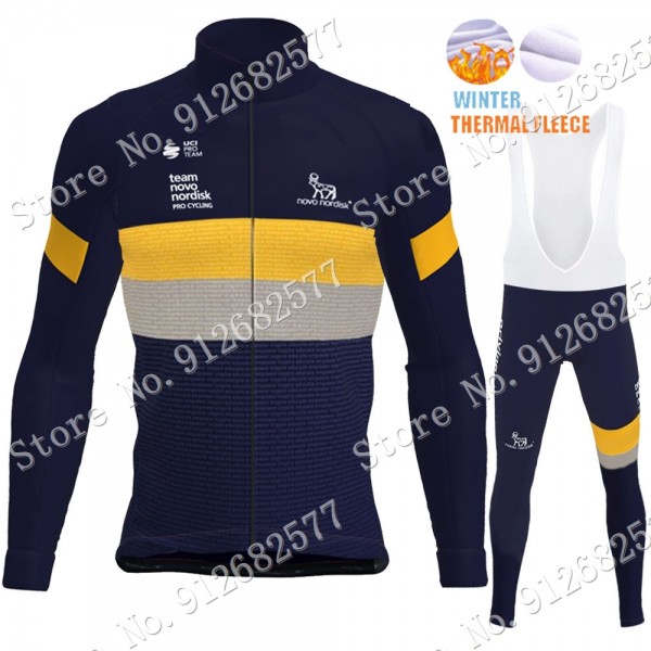 2022 Winter Novo Nordisk Pro Team Abbigliamento Ciclismo Maglia Ciclismo Manica Lunga e Salopette Lunga 01WaF