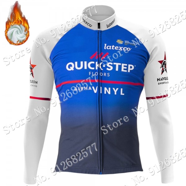 2022 Winter Quick Step Alpha Vinyl Pro Team Maglie Ciclismo Manica Lunga lv2KF