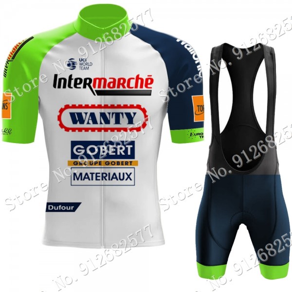 2022 Team Wanty Gobert abbigliamento Bici Completo Maglia Ciclismo Corta e Salopette FlDFX