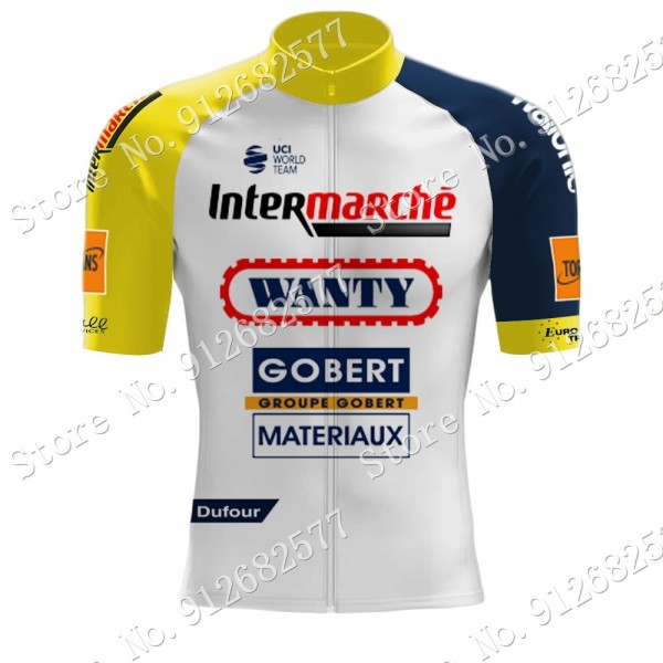 2022 Team Wanty Gobert Maglia Ciclismo Manica Corta Yellow seaUr