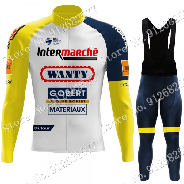 2022 Wanty Gobert Pro Team Abbigliamento Ciclismo Maglia Ciclismo Manica Lunga e Salopette Lunga 5RgBU