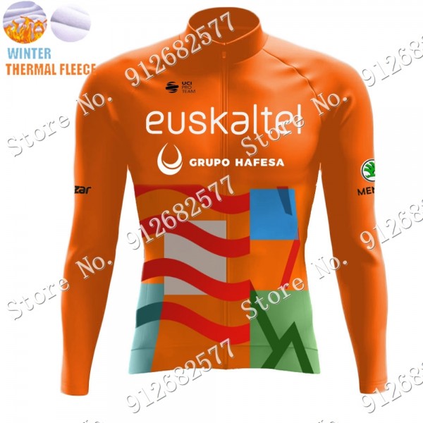 2022 Winter euskadi euskaltel Pro Team Maglie Ciclismo Manica Lunga jJkHO