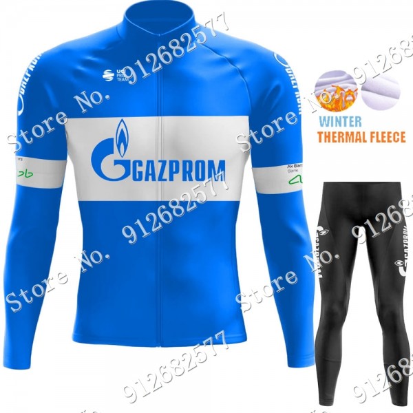 2022 Winter gazprom rusvelo Pro Team Abbigliamento Ciclismo Maglia Ciclismo Manica Lunga e pantaloni lunga 5WNOD