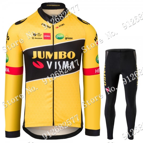 2022 jumbo visma Pro Team Abbigliamento Ciclismo Maglia Ciclismo Manica Lunga e pantaloni lunga f5Pvf