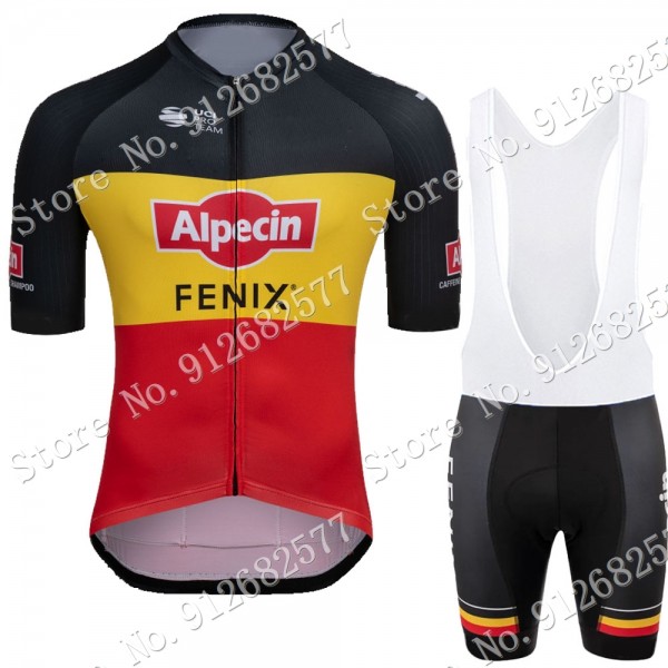 2022 Team Belgium alpecin fenix abbigliamento Bici Completo Maglia Ciclismo Corta e Salopette XmGsC