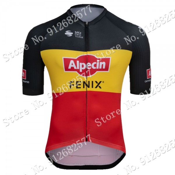 2022 Team Belgium alpecin fenix Fietskleding Fietsshirt Korte Mouw LKqaM