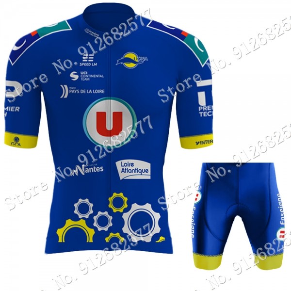2022 Team UC Nantes Atlantique abbigliamento Bici Completo Maglia Ciclismo Corta e Salopette komVN
