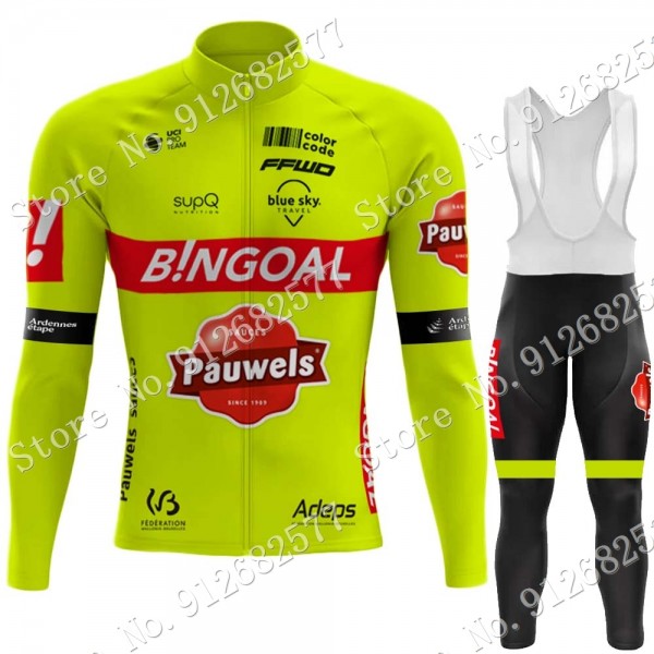 2022 bingoal WALLONIE BRUXELLES Pro Team Abbigliamento Ciclismo Maglia Ciclismo Manica Lunga e Salopette Lunga AA9Bk