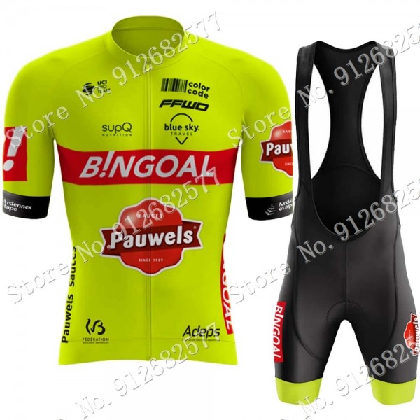 2022 Team bingoal WALLONIE BRUXELLES abbigliamento Bici Completo Maglia Ciclismo Corta e Salopette eNRYS