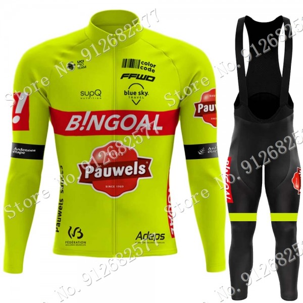 2022 bingoal WALLONIE BRUXELLES Pro Team Abbigliamento Ciclismo Maglia Ciclismo Manica Lunga e pantaloni lunga 46iyf