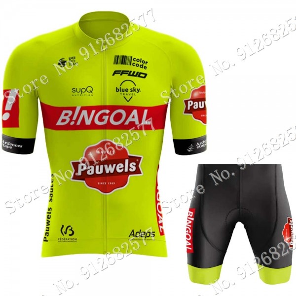 2022 Team bingoal WALLONIE BRUXELLES abbigliamento Bici Completo Maglia Ciclismo Corta e Salopette Jbunp
