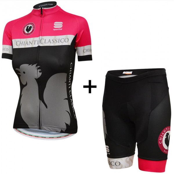 Chianti Nuovo abbigliamento Bici Completo Maglia Ciclismo Corta e Pantaloncini Donne nero 60480-UN