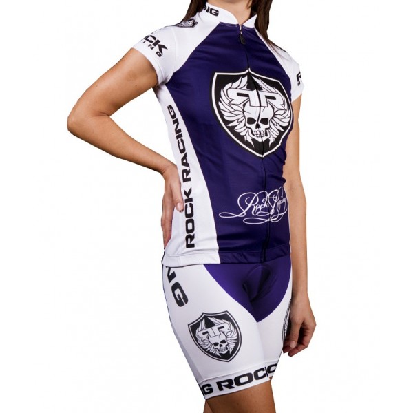 2016 RockRacing blu -bianco Donne Squadre Pro abbigliamento Ciclismo Completo Maglia Ciclismo Corta e Salopette 78629-LB