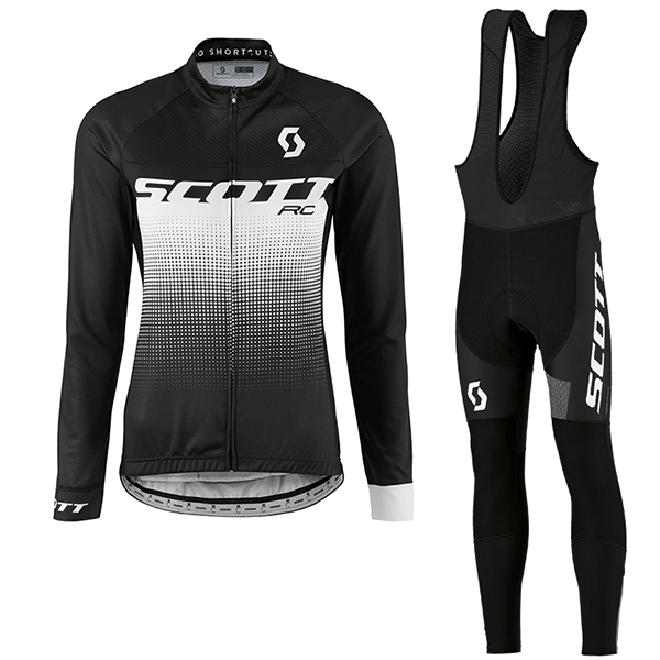 2017 Scott Rc Donne nero bianco Squadre Pro Abbigliamento Ciclismo Maglia Ciclismo Manica Lunga e Salopette Lunga 54421-YT