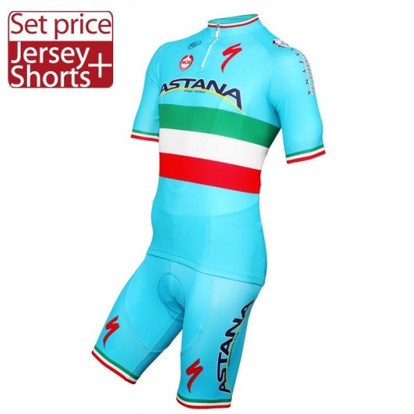 2016 ASTANA PRO TEAM Italian Champion Nuovo abbigliamento Bici Completo Maglia Ciclismo Corta e Pantaloncini 65324-AP