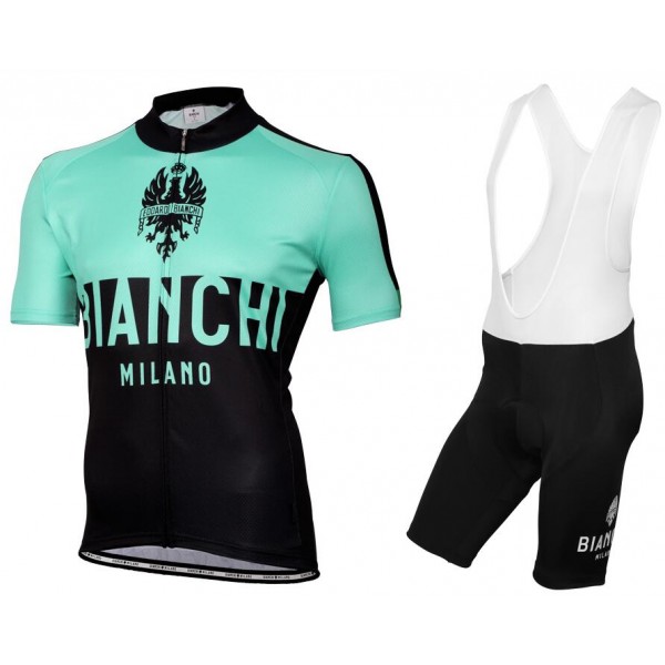 Bianchi Milano Nalon Nuovo abbigliamento Ciclismo Completo Maglia Ciclismo Corta e Salopette nero celeste 25789-LF