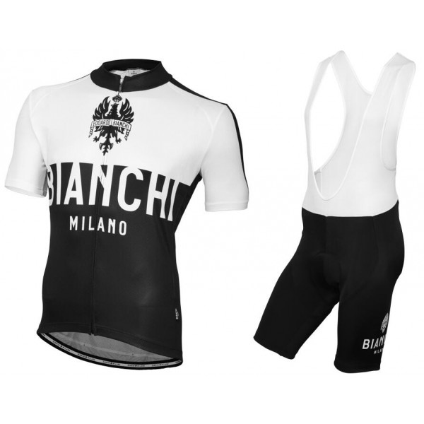 Bianchi Milano Nalon Nuovo abbigliamento Ciclismo Completo Maglia Ciclismo Corta e Salopette nero bianco 28746-SB