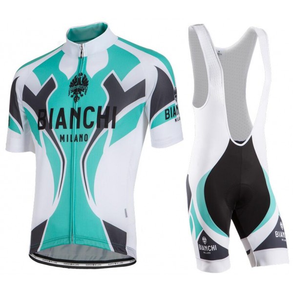 Bianchi Milano Ocreza Nuovo abbigliamento Ciclismo Completo Maglia Ciclismo Corta e Salopette bianco celeste 41826-GJ