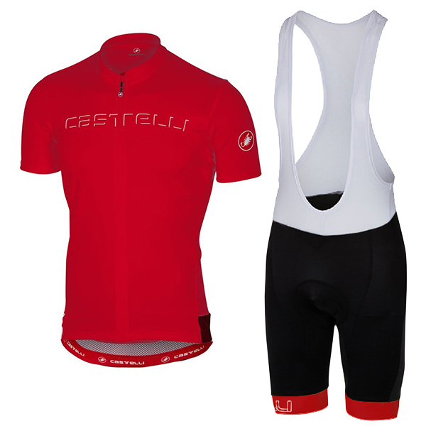 CASTELLI Prologo 5 Rosso abbigliamento Ciclismo Completo Maglia Ciclismo Corta e Salopette 89838-PN