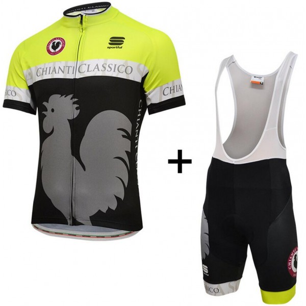 Chianti Nuovo abbigliamento Ciclismo Completo Maglia Ciclismo Corta e Salopette Fluo giallo 80255-DM