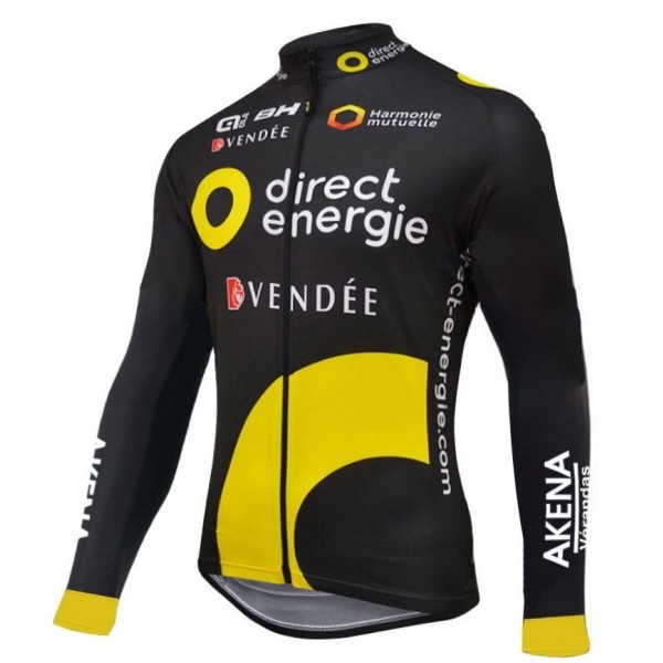 2016 Direct Energie Team nero Maglie Ciclismo Manica Lunga 98962-JR