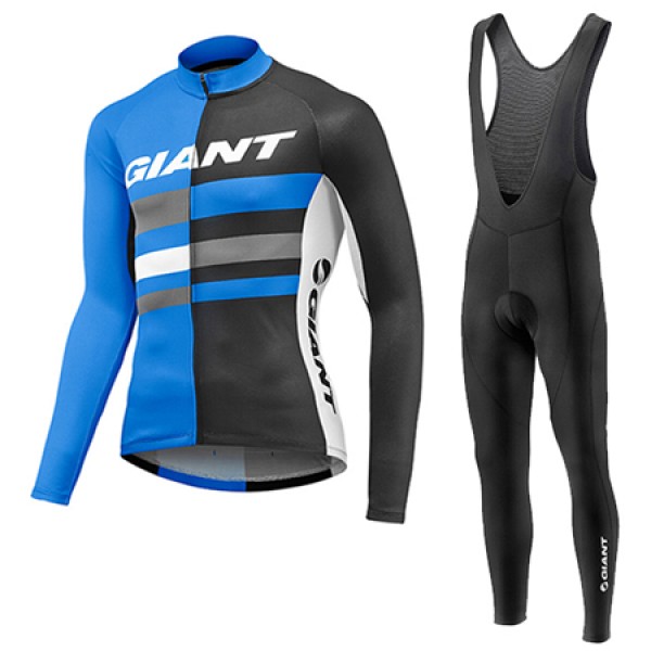 2017 Giant Squadre Pro Abbigliamento Ciclismo Maglia Ciclismo Manica Lunga e Salopette Lunga blu 51250-FC