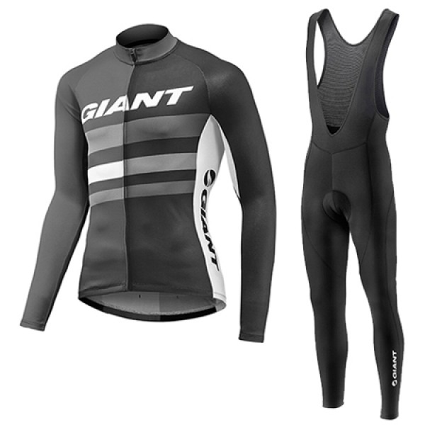 2017 Giant Squadre Pro Abbigliamento Ciclismo Maglia Ciclismo Manica Lunga e Salopette Lunga nero 75421-CR