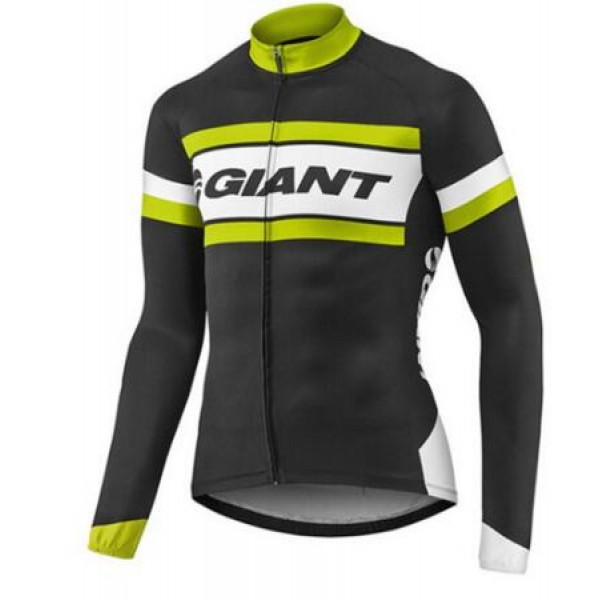 2017 Giant giallo et nero Maglie Ciclismo Manica Lunga 91884-HZ