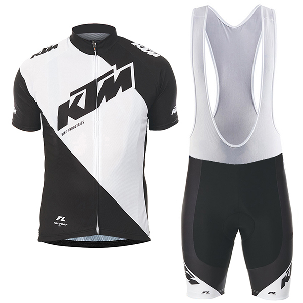 2017 KTM abbigliamento Maglie Ciclismo Manica Corta et Salopette Ciclismo bianco nero 70084-SE