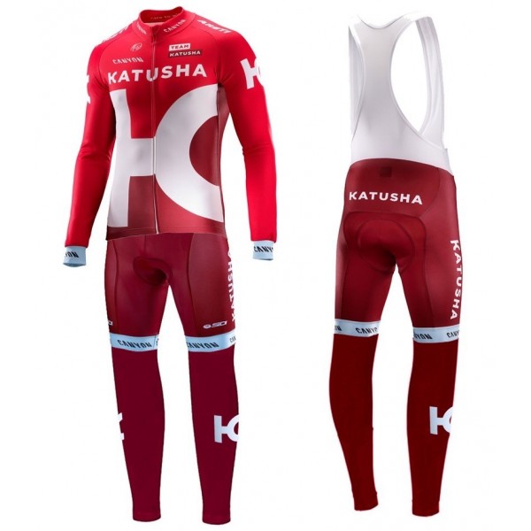 2016 Team Katusha Squadre Pro Abbigliamento Ciclismo Maglia Ciclismo Manica Lunga e Salopette Lunga 83608-YR