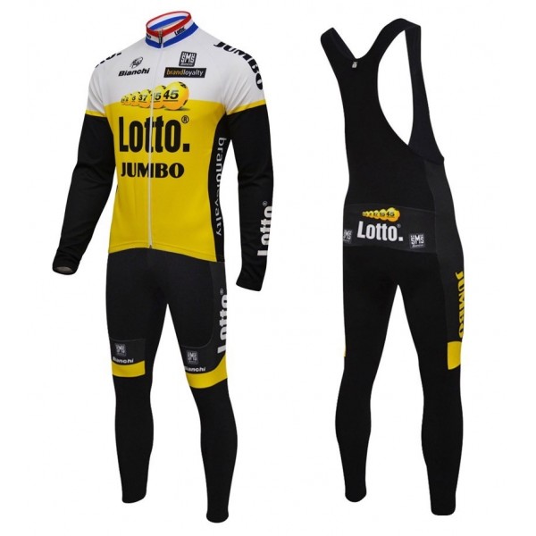 2016 Lotto -Jumbo giallo Squadre Pro Abbigliamento Ciclismo Maglia Ciclismo Manica Lunga e Salopette Lunga 34339-EP