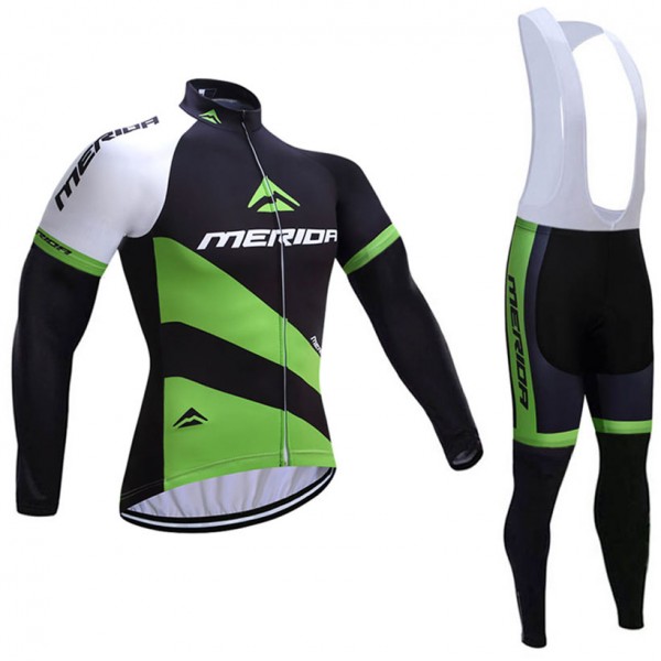 2017 Merida verde Squadre Pro Abbigliamento Ciclismo Maglia Ciclismo Manica Lunga e Salopette Lunga 31041-CG