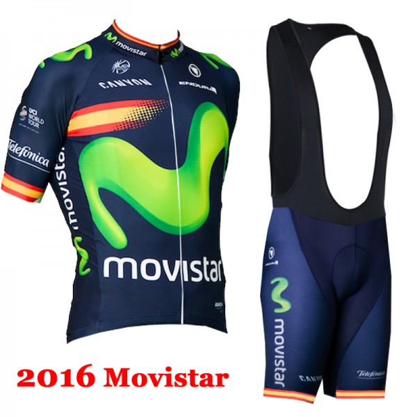2016 Movistar Nuovo abbigliamento Ciclismo Completo Maglia Ciclismo Corta e Salopette 04 64807-QW