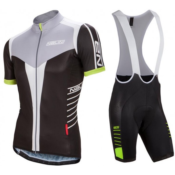 NALINI PRO gris nero Nuovo abbigliamento Ciclismo Completo Maglia Ciclismo Corta e Salopette 80423-IC