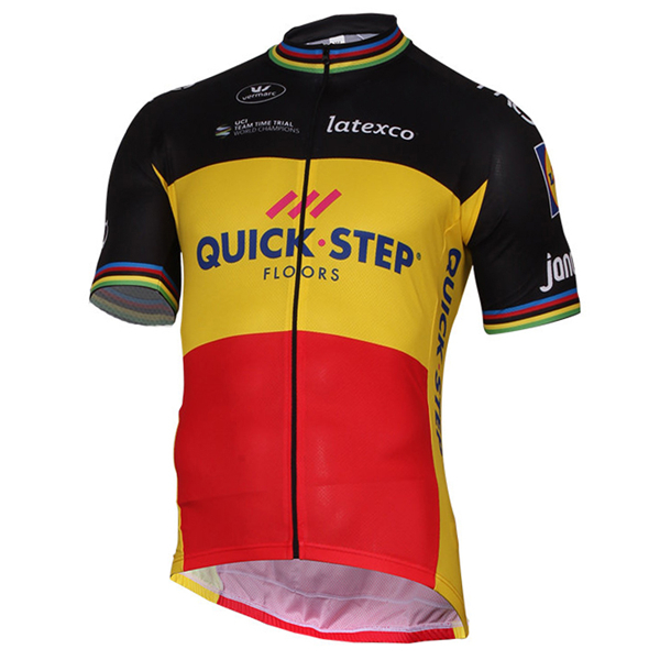 Quick Step 2017 nero giallo Maglia Ciclismo Manica Corta 16949-CL