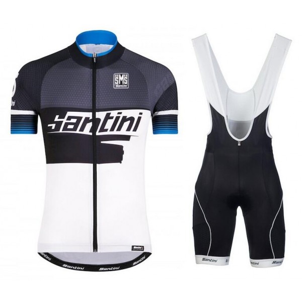 2016 Santini Atom 2.0 nero bianco blu Nuovo abbigliamento Ciclismo Completo Maglia Ciclismo Corta e Salopette 10857-AN