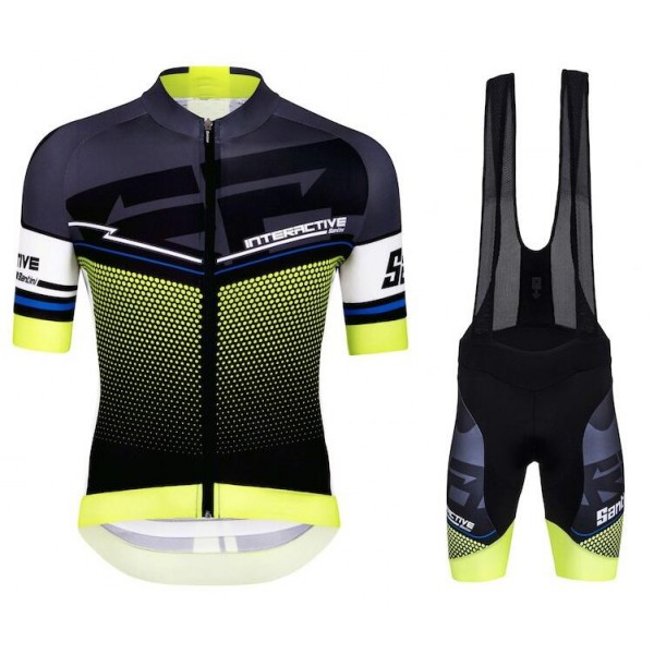 2016 Santini Interactive 3.0 nero verde Nuovo abbigliamento Ciclismo Completo Maglia Ciclismo Corta e Salopette 13403-HT