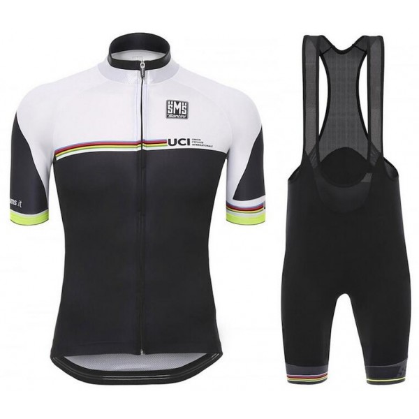 2016 Santini UCI arc en ciel ligne bianco Nuovo abbigliamento Ciclismo Completo Maglia Ciclismo Corta e Salopette 24206-ZH