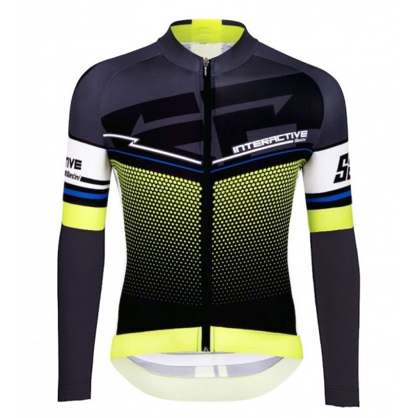 2016 Santini Interactive 3.0 nero -verde Maglie Ciclismo Manica Lunga 26847-LB