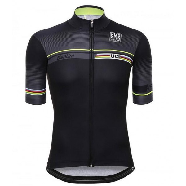 2016 Santini UCI nero Maglia Ciclismo Manica Corta 56423-QK