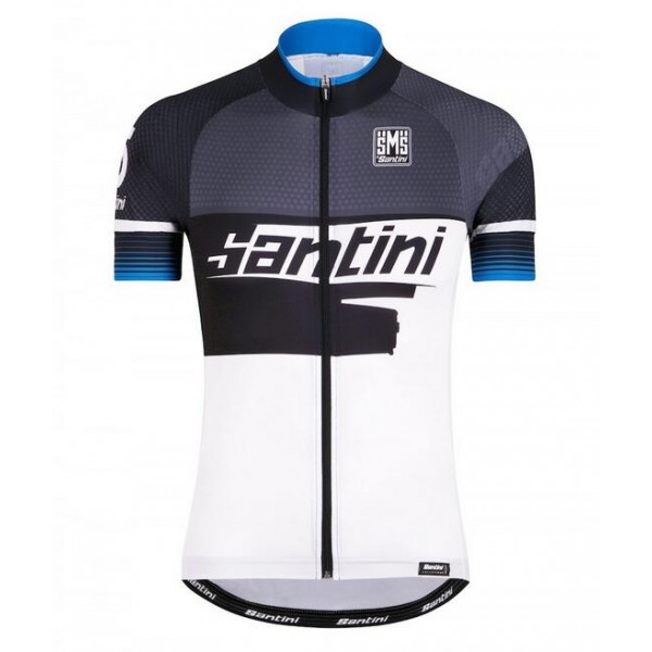 2016 Santini Atom 2.0 nero bianco blu Maglia Ciclismo Manica Corta 57254-ZS