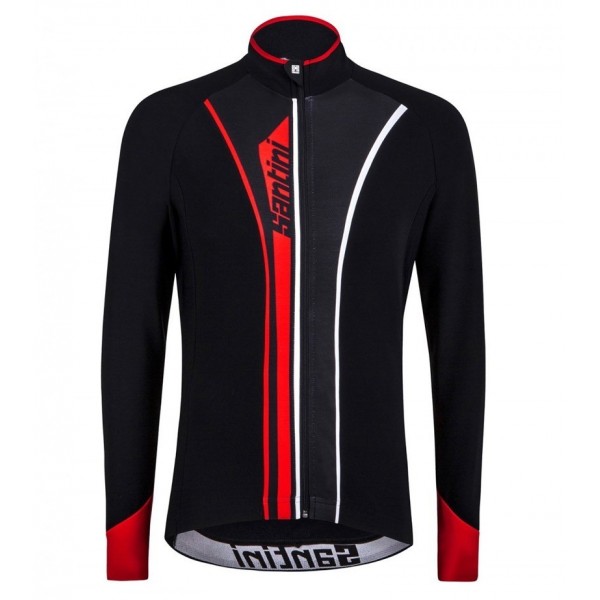 2016 Santini VEGA nero -Rosso Maglie Ciclismo Manica Lunga 83977-IT
