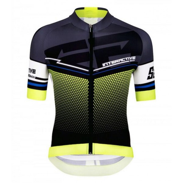 2016 Santini Interactive 3.0 nero verde Maglia Ciclismo Manica Corta 92644-XP