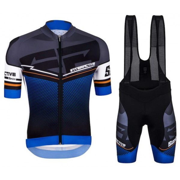 2016 Santini Interactive 3.0 nero blu Nuovo abbigliamento Ciclismo Completo Maglia Ciclismo Corta e Salopette 95054-GV