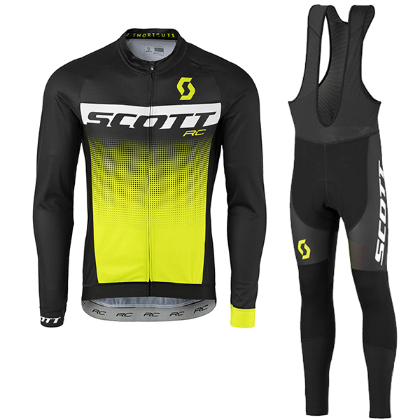 2017 Scott Rc nero bianco giallo Squadre Pro Abbigliamento Ciclismo Maglia Ciclismo Manica Lunga e Salopette Lunga 23326-EY