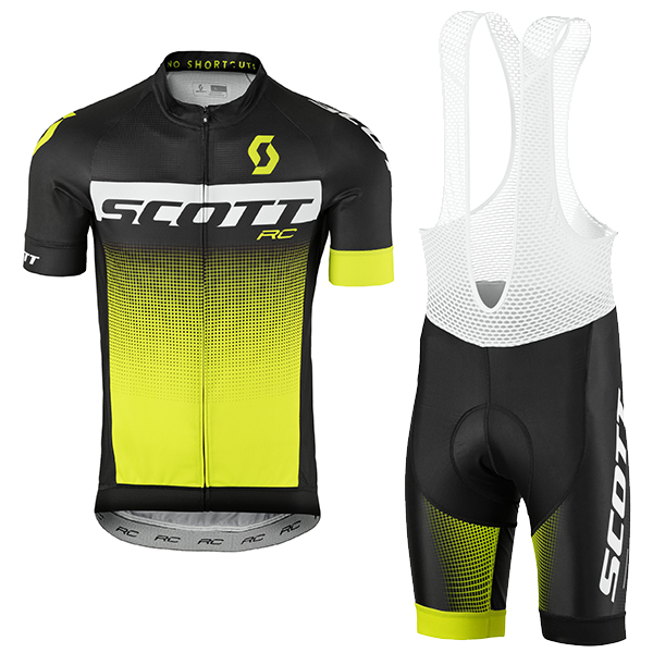 2017 Scott Rc nero bianco giallo Nuovo abbigliamento Ciclismo Completo Maglia Ciclismo Corta e Salopette 27498-ZR