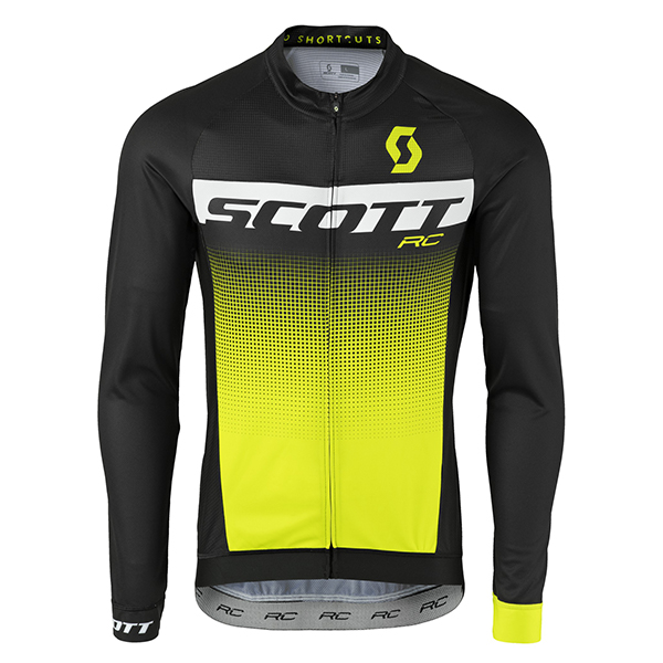 2017 Scott Rc nero bianco giallo Maglie Ciclismo Manica Lunga 39238-XQ