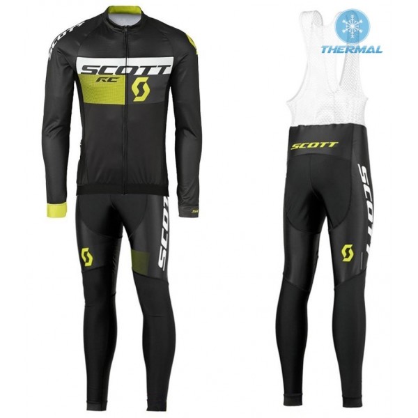 2016 Scott RC nero -giallo Thermo Squadre Pro Abbigliamento Ciclismo Maglia Ciclismo Manica Lunga e Salopette Lunga 40394-XX
