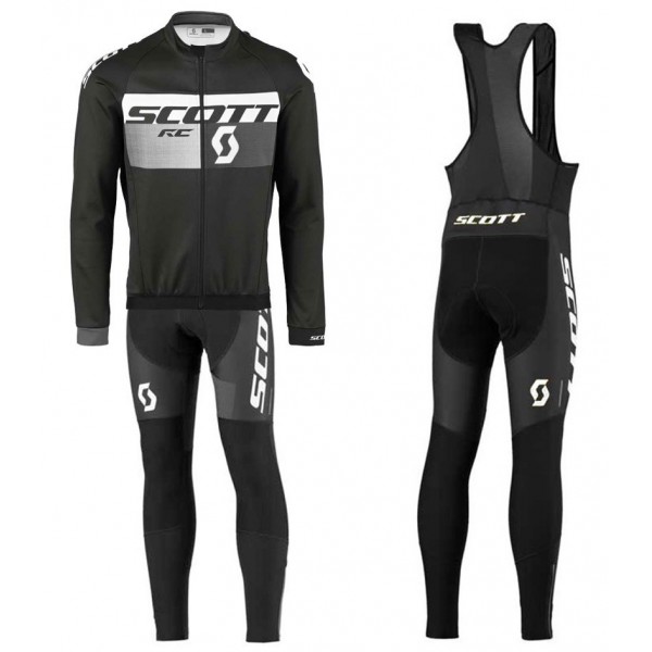 2016 Scott RC nero -gris Squadre Pro Abbigliamento Ciclismo Maglia Ciclismo Manica Lunga e Salopette Lunga 51156-QL